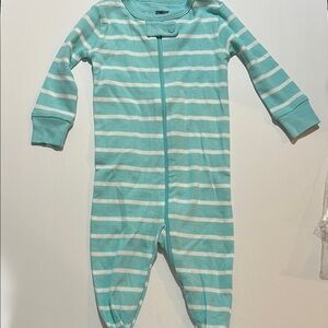 Gymboree Aqua and White Striped Footed One-Piece